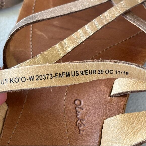 Olukai U’i Ko’o Gold Leather Sandals Women’s Sz 9 - Picture 10 of 10